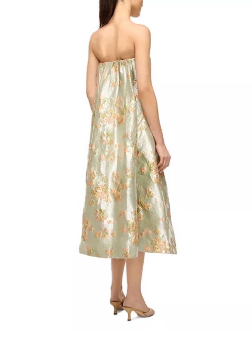 STAUD Kennedy Strapless Brocade Midi Dress size 8. - Picture 8 of 17